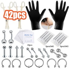 Body piercing kit with needle - kit,