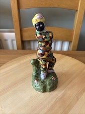 Harlequin Black Face Jester Clown Figure Antique Pearlware Pottery Circa 1810