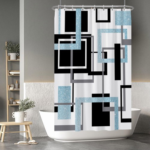 Geometric shower curtain set - curtain,
