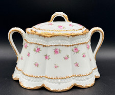 Antique Haviland Limoges Pitcher Pink Wild Roses Gold Daub Handle (As Is)