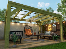 Chunky Wooden Box Pergola with Clear Roof | Wychwood Clear