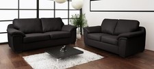 BRAND NEW AMY SOFA SET 3 2 IN BLACK FAUX LEATHER LIVING ROOM SUITE