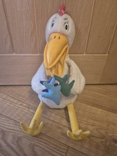 Vintage IKEA FÄ Pelican Plush 14” Soft Toy White Bird Yellow Beak c/w Fish, RARE