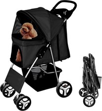Display4Top Pet Stroller Dog Cat Pram Jogger 4 Wheels Black