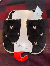 Ladies Disney Mickey Mouse Slip On Slippers Black Gold Size Small 3/4 Primark