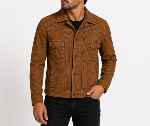 Men tan leather trucker - men's,