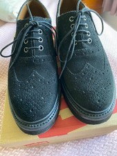 Lovely Grenson chunky sole black suede brogue lace-up shoes, size 4, VGC