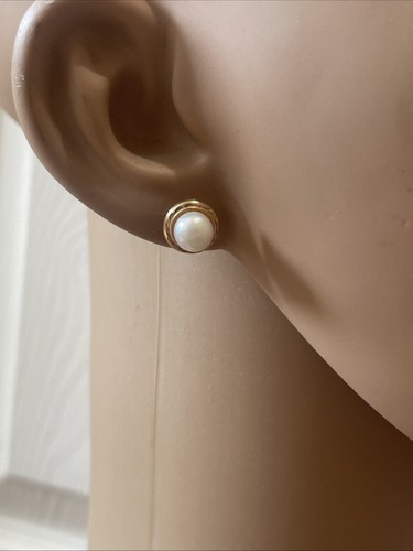 9ct pearl earrings yellow - 9ct,
