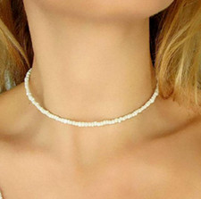 White Beaded Choker Necklace