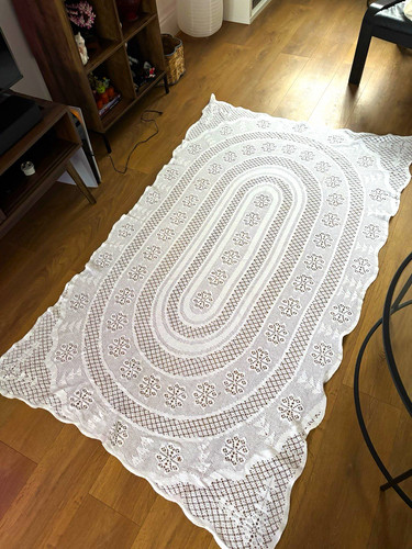 Vintage white oval crochet - vintage,