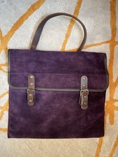 Bill Amberg suede leather bag. Unisex style. Purple suede, adjustable strap