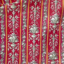 Vintage Marignan daybed day bed cover French bedspread floral stripe red gold g