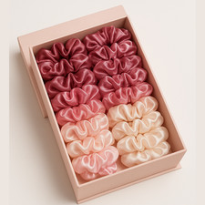 16 Satin Silk Hair Scrunchies Set Women Girls Elastic Bands Luxury Gift Box