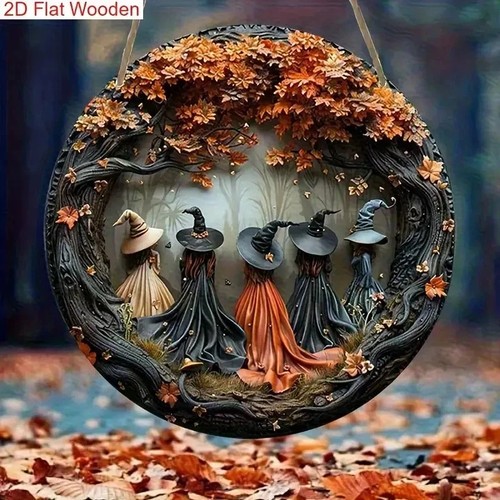 Halloween five witch wooden - halloween,