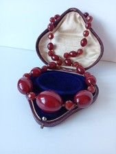 Antique Cherry Amber Bakelite/Faceted Catalin Beaded Necklace - 48g (Read Desc)