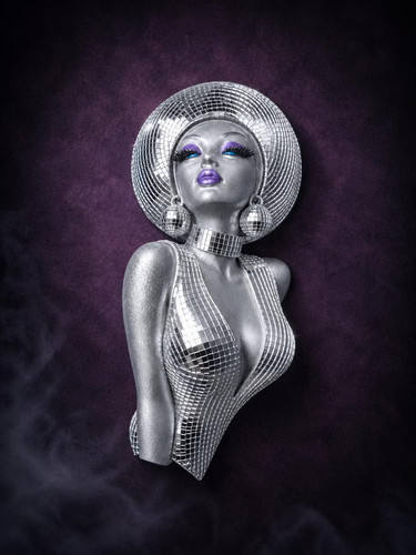 Mirror ball bust wall art - mirror,