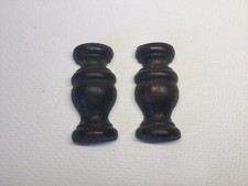 Reclaimed Antique Wood Finials Pillars Pair Turned Cabinet Flat Back Salvaged