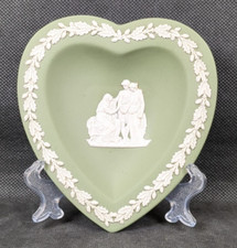 Vintage Wedgwood Classic Jasperware ~ Green Heart Shaped Pin Dish~circa. 1970's