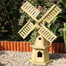 Extra Large Wooden Windmill – Garden Ornament Beige Pine Wood Easy Assembly