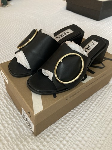 Asra black leather mules size - asra,