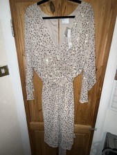 Women’s New With Tags ASOS Beige Sequin Party Dress Size 16