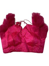 Indian Women Designer Silk Readymade Stones Saree/sari Blouse With Frill Sleeves