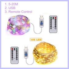 USB Plug In 50/100/200 LED DIY Micro Copper Wire String Lights Party Fairy Light