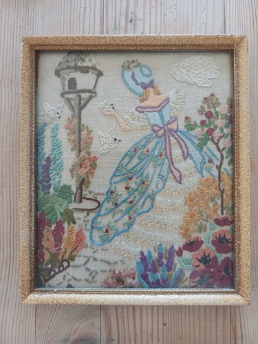 Vintage framed embroidery - framed,