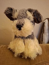  Schnauzer Dog Grey Cream Pretty Eyes Soft Plush Toy 9” .Asda. VGC