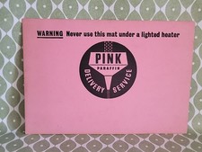 Vintage original Cardboard Pink Paraffin Delivery Service Advertising Sign