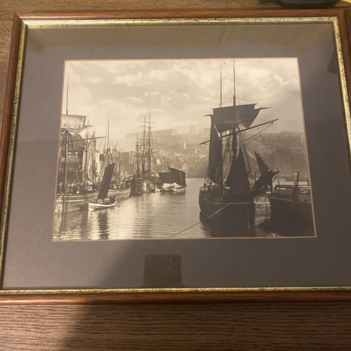 Vintage framed print - print, dock