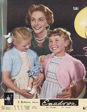 VINTAGE 1950'S CHILD'S BOLEROS~SIZE 3-10 AGE~ ANGORA KNITTING PATTERN (KPF 22)