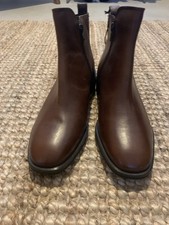 Ladies M&S Brown Leather Ankle Boots - Size 4