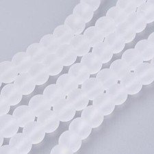 Frosted Round Glass Beads - 6mm 8mm 10mm - Various Colours - Translucent
