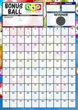 Bonus Ball Fundraising Scratch Cards - 100 Square - A4  - 1/5 Pack - TB0074