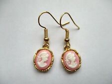 SMALL PINK CAMEO OVAL DROP