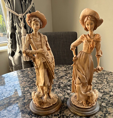 Pair victorian resin figurines - victorian,