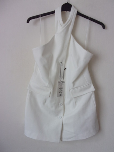 New bershka white longline - white,