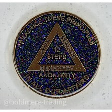 12 Step Alcoholics Anonymous Medallion Black Gold AA Sober Chip Coin