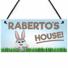 Personalised Rabbit Lover Gift Door Hutch Sign Rabbit House Sign Accessories