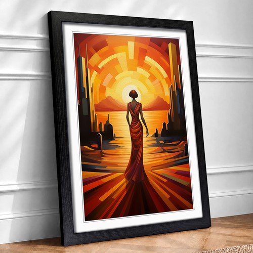 Art deco sunset contemporary - art,
