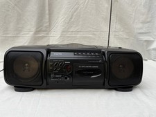 Vintage Sanyo MCD-Z1L Boombox Stereo, Radio Cassette Tape, CD, Black, Retro