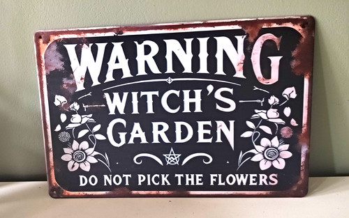 Witch garden warning sign - warning,