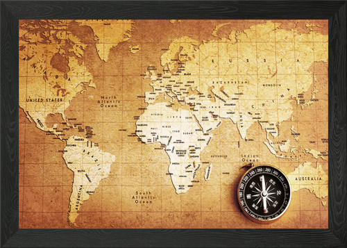 Old world map framed wall - map, art
