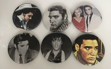 6 Elvis Presley Pin Badges (Condition as Pictured)
