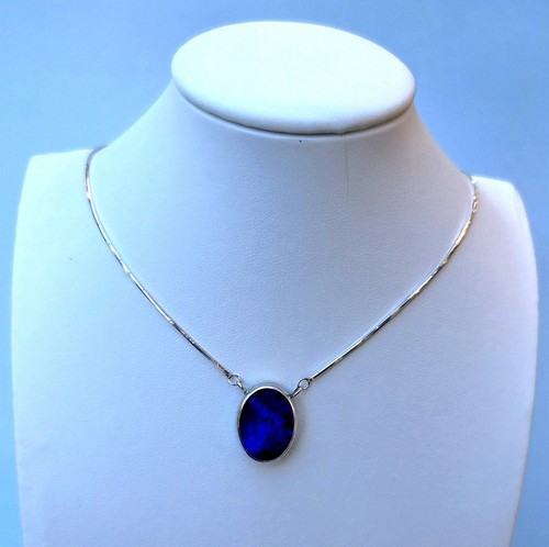 Black opal pendant necklace - opal,