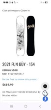 Gnu Fun Guy Snowboard 154cm - Rare all mountain freeride - big guy powder stick