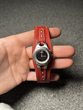 Rare FOSSIL LADIES Big Tic Hearts With Beautiful Red Leather Strap Vintage