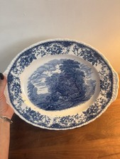 Vintage Blue & White Oval