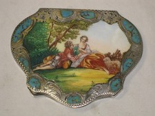 Vintage Silver Enamel Powder Compact Giuliano Spinelli Italy